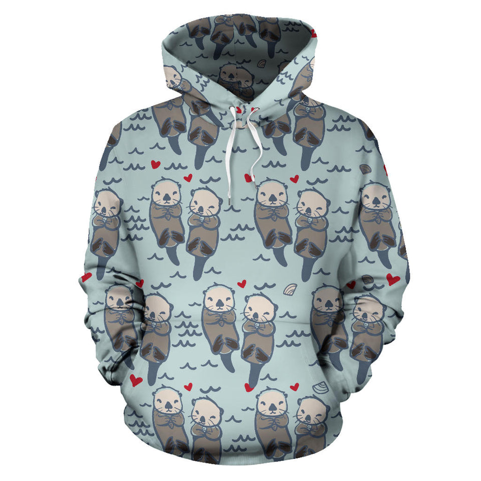 Lovely Sea Otter Pattern Men Women Pullover Hoodie