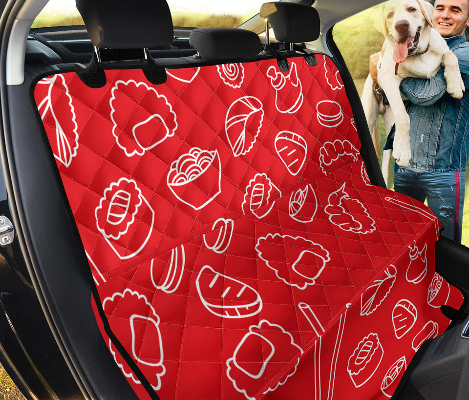 Sushi Pattern Red Background Dog Car Seat Covers