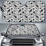 Crow Dark Floral Pattern Car Sun Shade