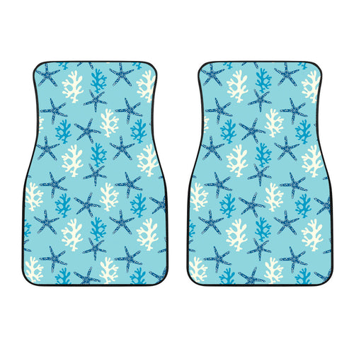 Blue Starfish Coral Reef Pattern Front Car Mats