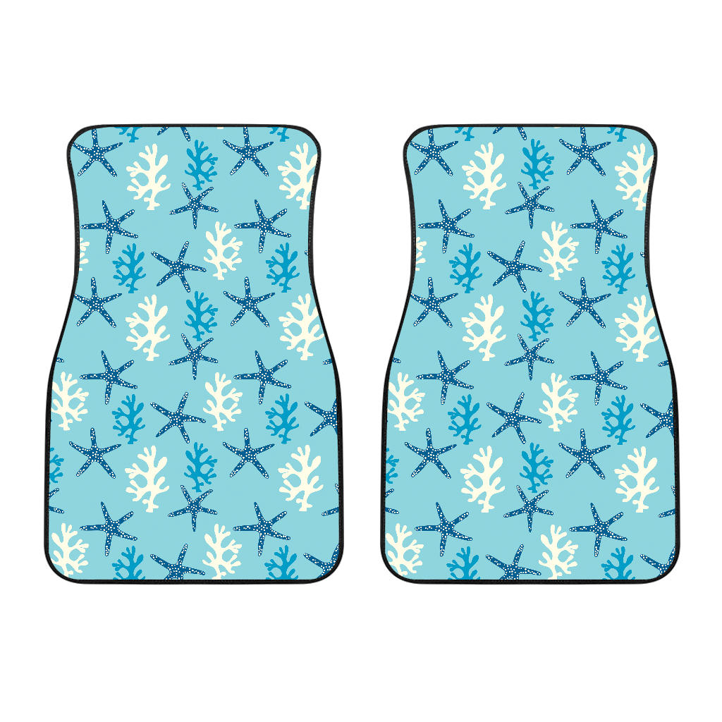 Blue Starfish Coral Reef Pattern Front Car Mats