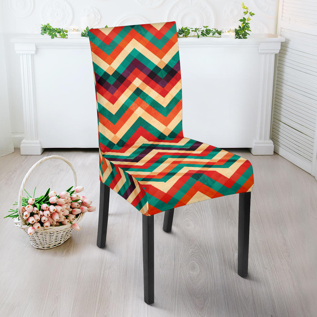 Zigzag  Chevron Colorful Pattern Dining Chair Slipcover