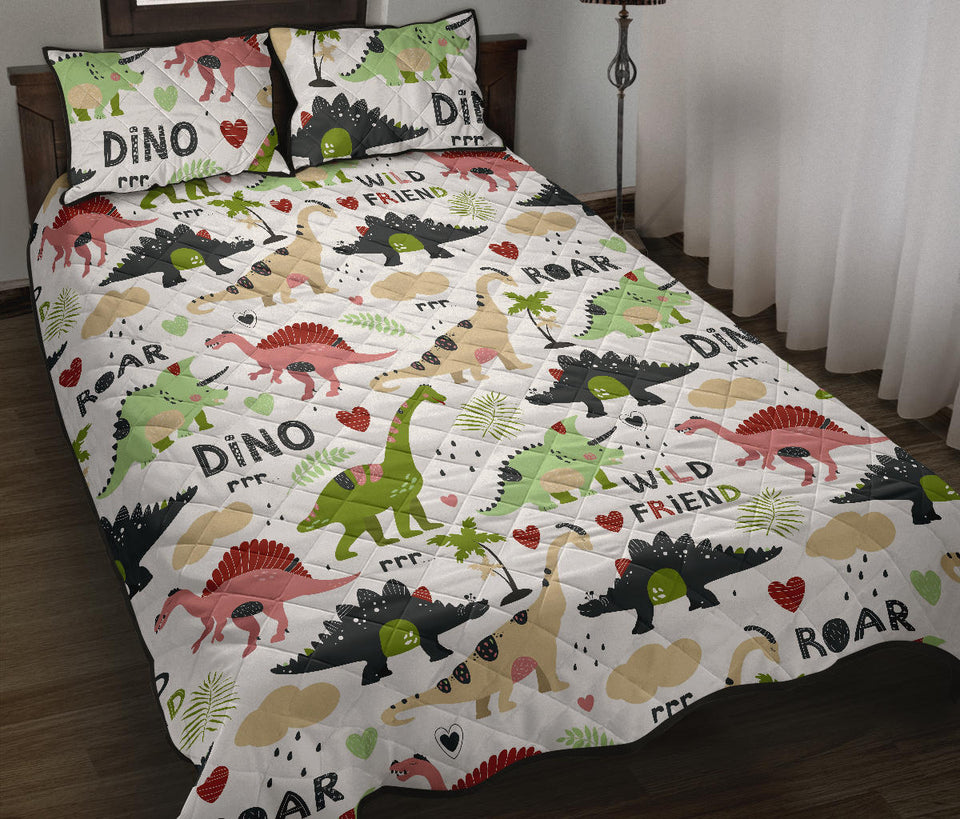 Cute dinosaurs pattern Quilt Bed Set