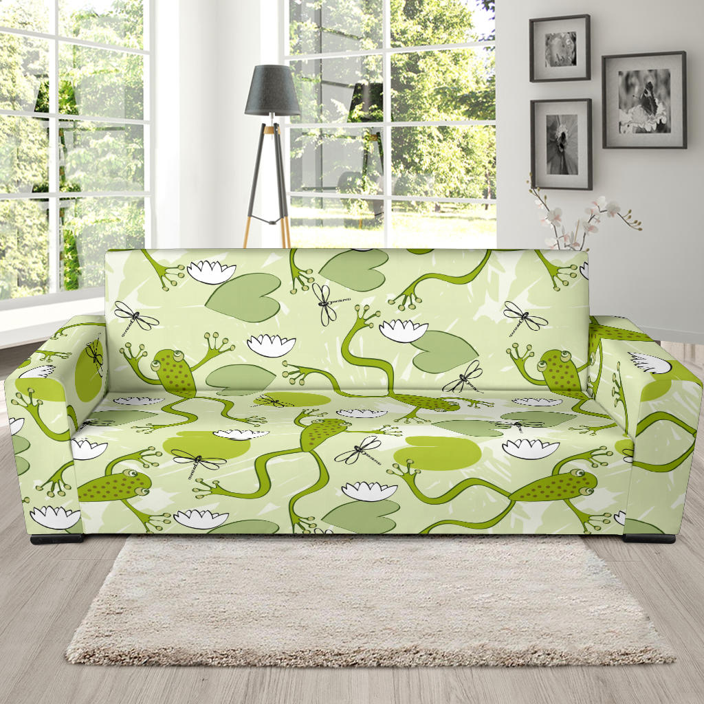 Cute Frog Dragonfly Pattern Sofa Slipcover