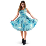 Blue Starfish Coral Reef Pattern Sleeveless Midi Dress