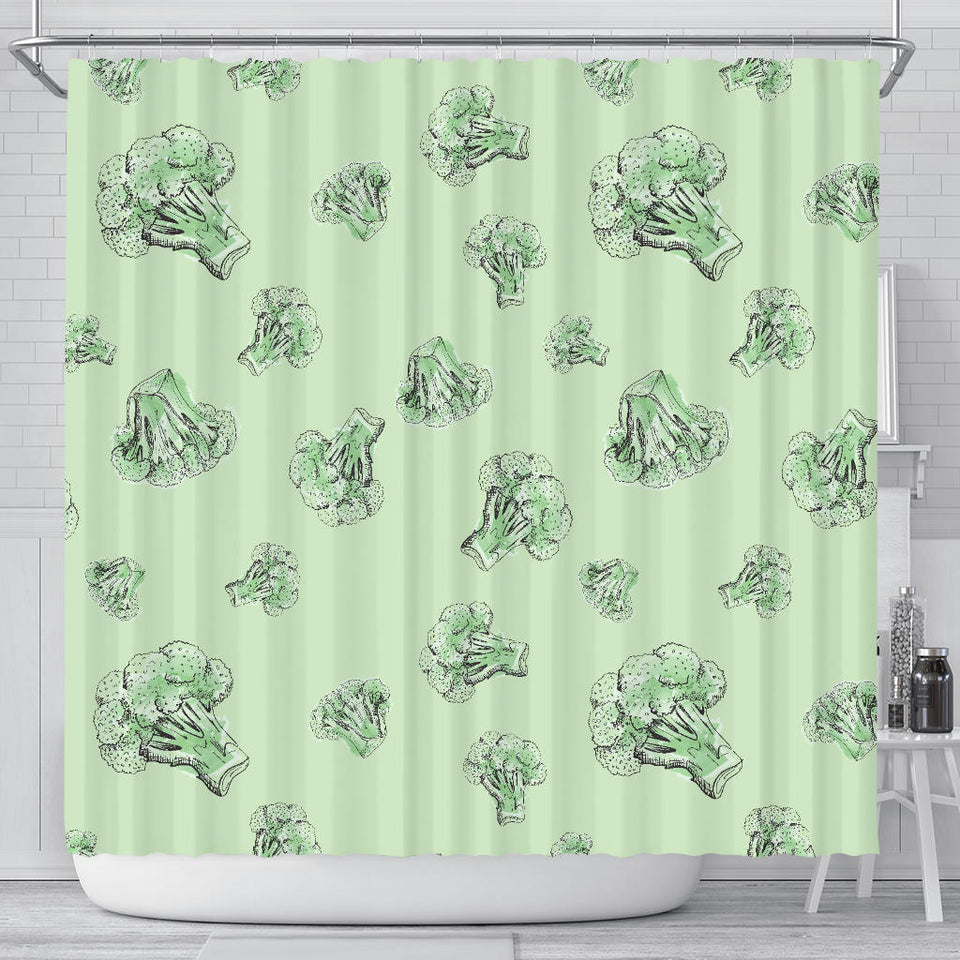Broccoli Sketch Pattern Shower Curtain Fulfilled In US