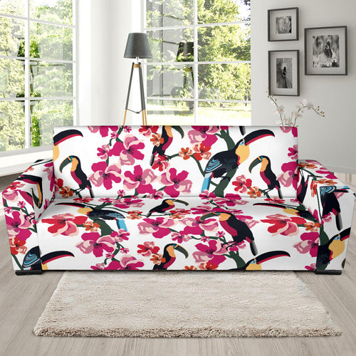 Toucan Flower Design Pattern Sofa Slipcover