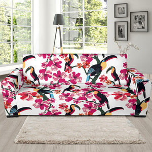 Toucan Flower Design Pattern Sofa Slipcover