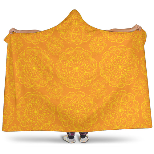 Orange Traditional Indian Element Pattern Hooded Blanket