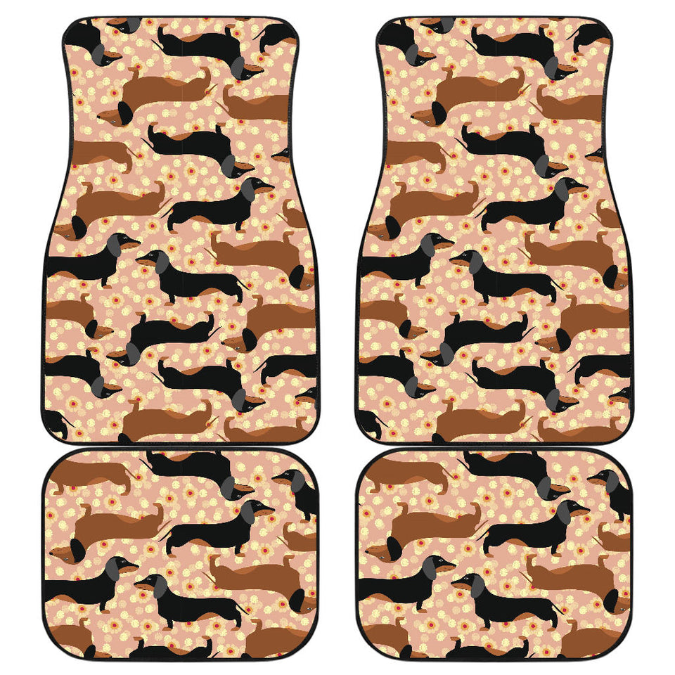 Dachshund Floral Background Front And Back Car Mats
