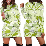 Cute Frog Dragonfly Pattern Women'S Hoodie Dress