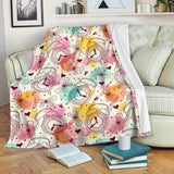 Clock Butterfly Pattern Premium Blanket