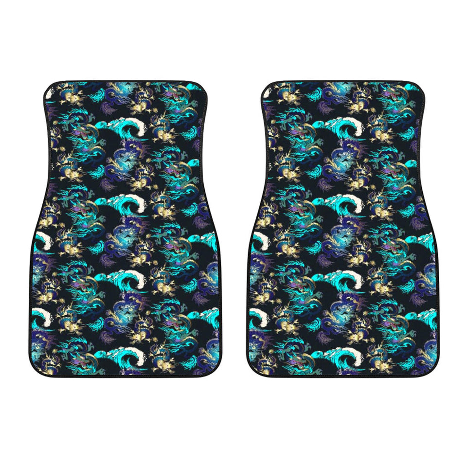 Dragon Sea Wave Pattern Front Car Mats
