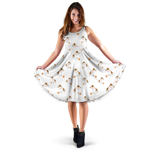 Jack Russel Pattern Print Design 05 Sleeveless Midi Dress