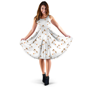 Jack Russel Pattern Print Design 05 Sleeveless Midi Dress