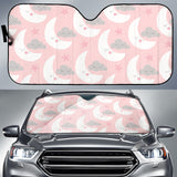 Cute Moon Cloud Star Pattern Pink Dot Background Car Sun Shade