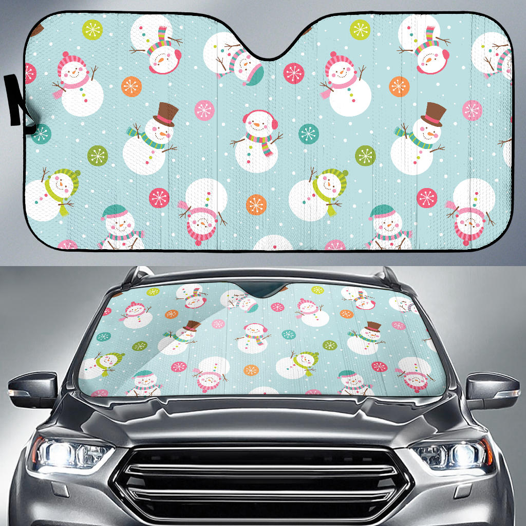 Cute Snowman Snowflake Pattern Car Sun Shade