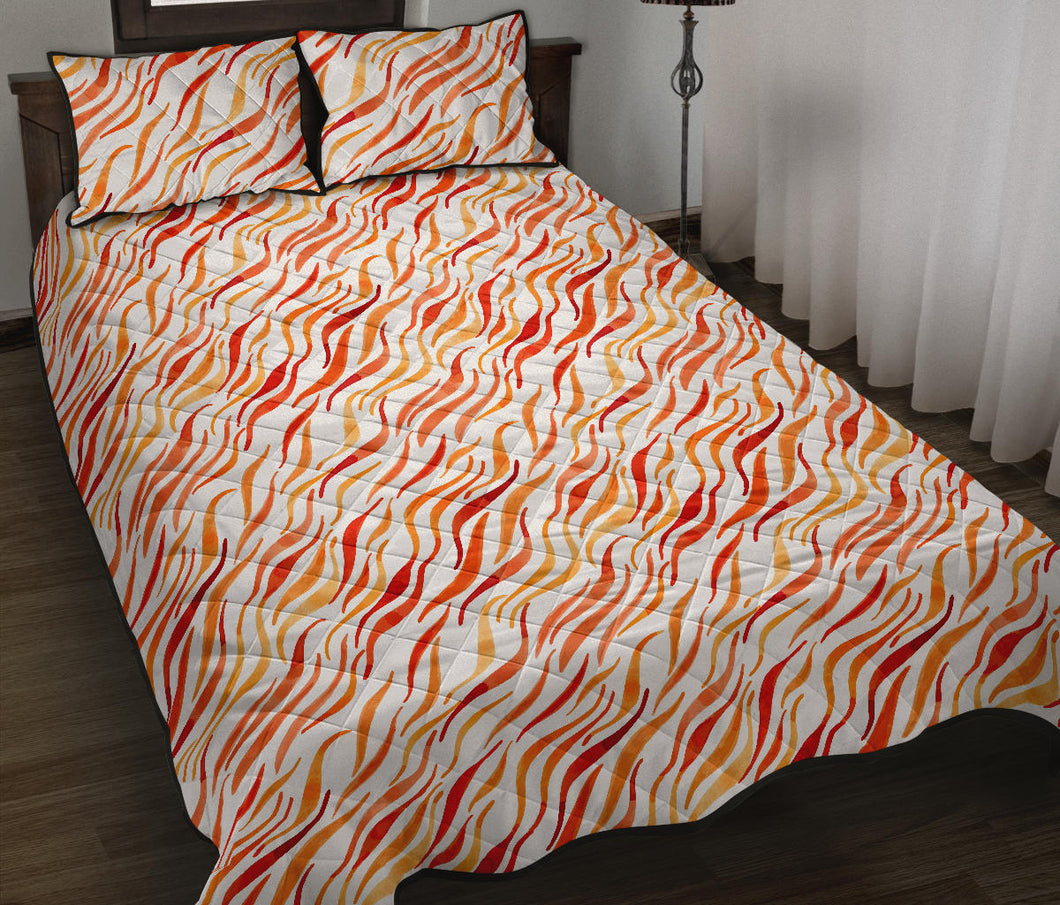 Fire flame watercolor pattern Quilt Bed Set
