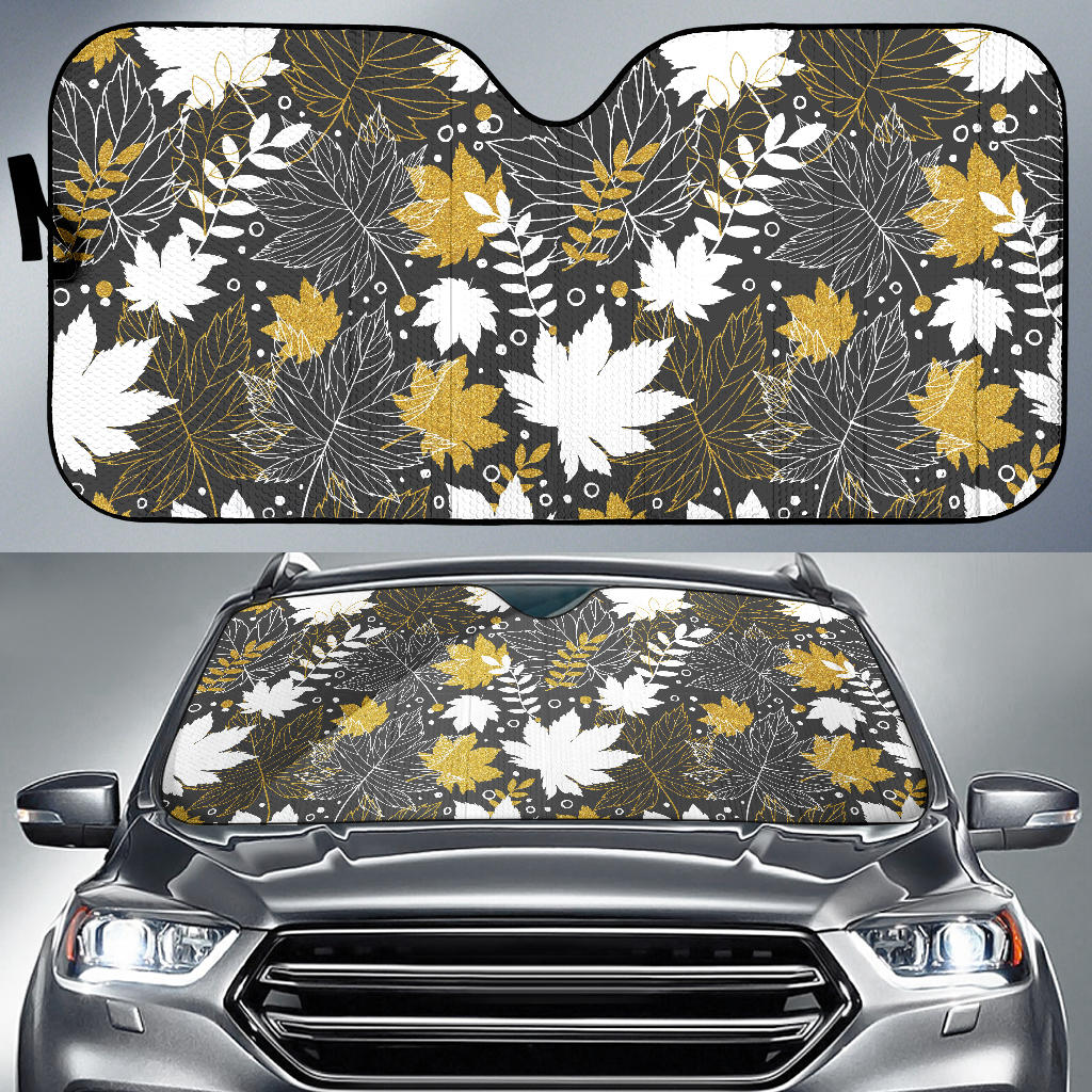 Beautiful Gold Autumn Maple Leaf Pattern Car Sun Shade