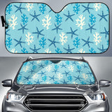 Blue Starfish Coral Reef Pattern Car Sun Shade