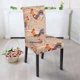 Cute Rooster Chicken Cock Floral Ornament Background Dining Chair Slipcover