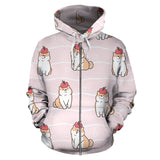 Cute Shiba Inu Dog Apple Pattern Zip Up Hoodie