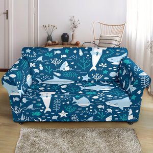 Cute Shark Pattern Loveseat Couch Slipcover