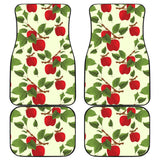 Red Apples Leaves Pattern Front And Back Car Mats