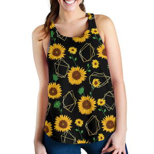 sunflower golden polygonal shapes Women Racerback Tank Top