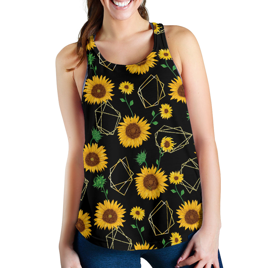 sunflower golden polygonal shapes Women Racerback Tank Top