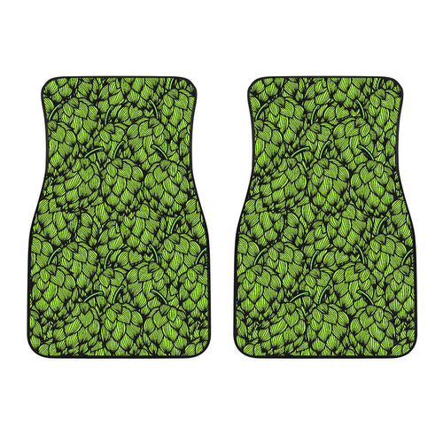 Green Hop Patternn Front Car Mats
