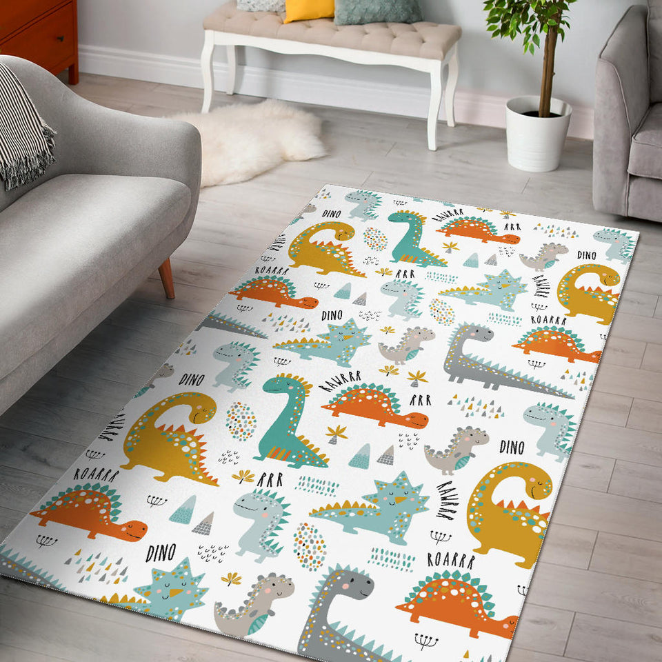 Cute Funny Kids Dinosaurs Pattern Area Rug