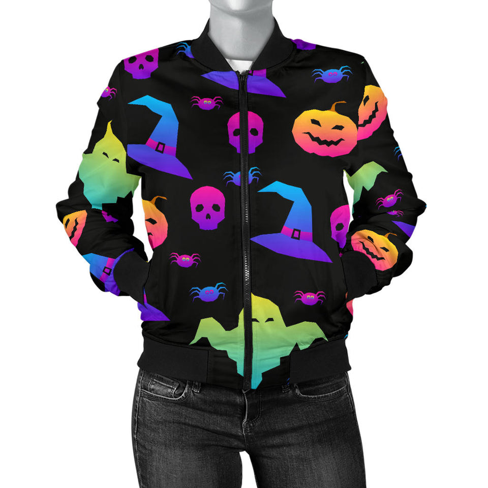 Colorful Halloween Background Women'S Bomber Jacket