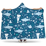 Cute Shark Pattern Hooded Blanket