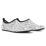 Cartoon Hand Drawn Ice Cream Black White Aqua Shoes