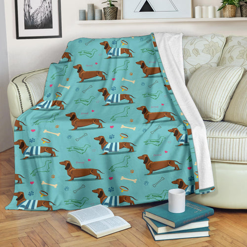 Dachshund Decorative Background Premium Blanket