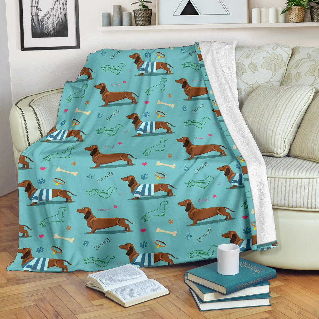 Dachshund Decorative Background Premium Blanket