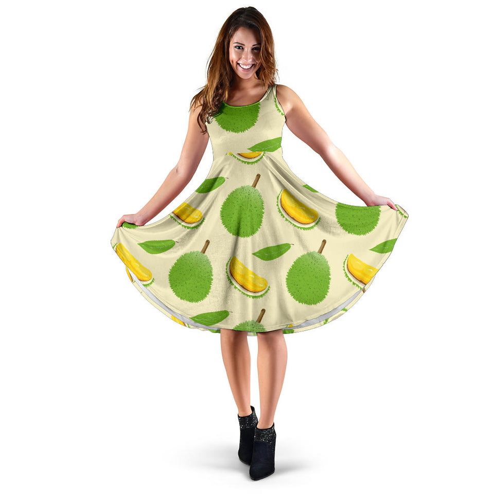 Durian Pattern Sleeveless Midi Dress