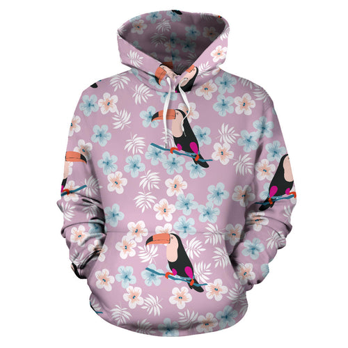 Beautiful Toucan Flower Leaves Men Women Pullover Hoodie