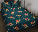 Camel pattern blue blackground Quilt Bed Set