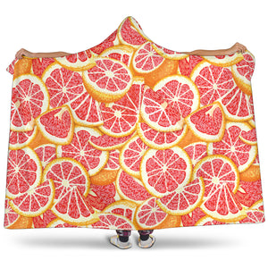 Tropical Grapefruit Pattern Hooded Blanket