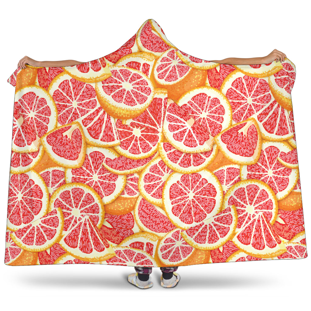 Tropical Grapefruit Pattern Hooded Blanket