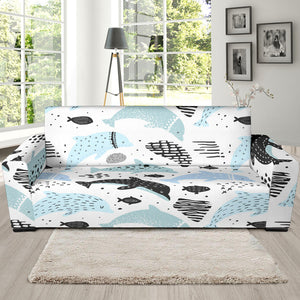 Cute Dolphins Childish Style Pattern Sofa Slipcover