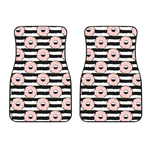 Donuts Pink Icing Striped Pattern Front Car Mats