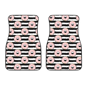 Donuts Pink Icing Striped Pattern Front Car Mats