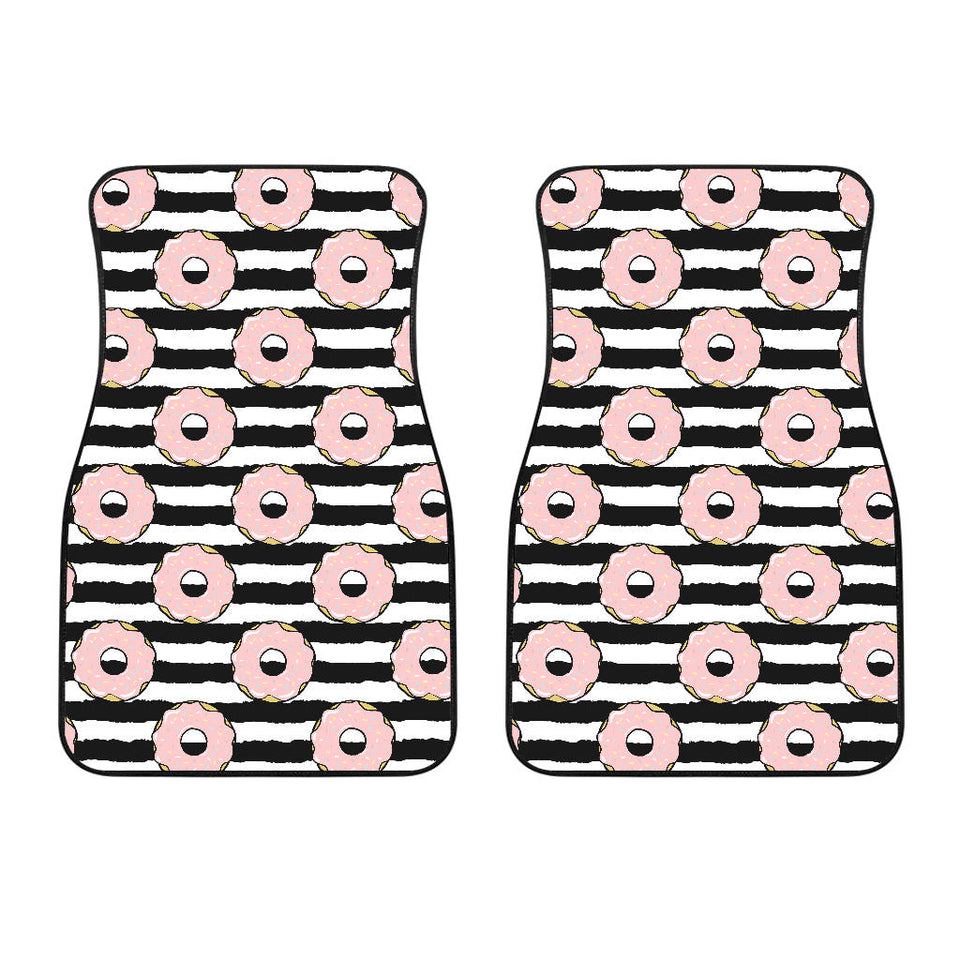Donuts Pink Icing Striped Pattern Front Car Mats