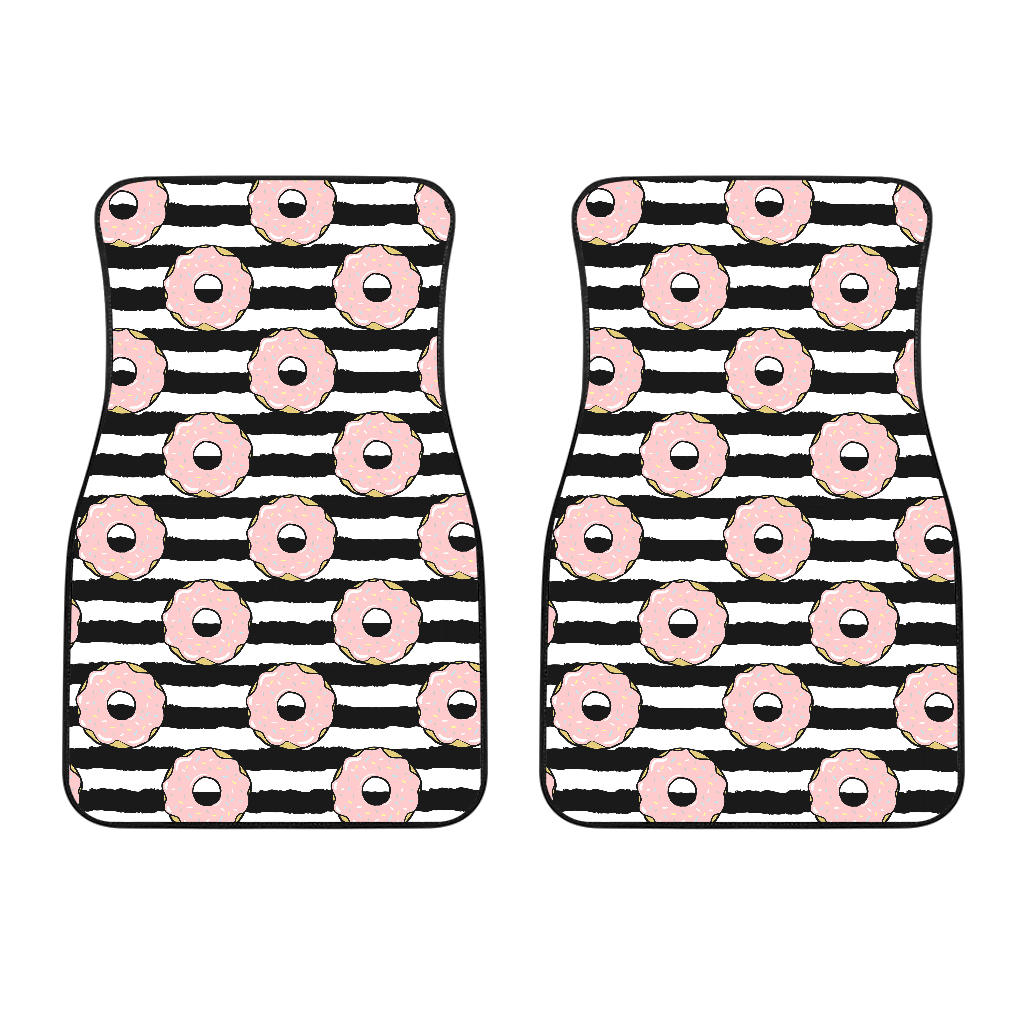 Donuts Pink Icing Striped Pattern Front Car Mats