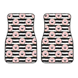 Donuts Pink Icing Striped Pattern Front Car Mats