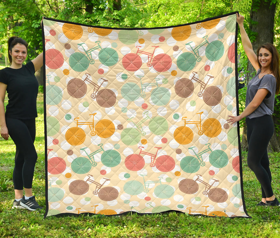 Bicycle Pattern Print Design 01 Premium Quilt