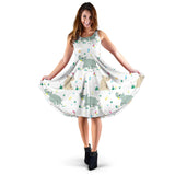 Cute Rhino Pattern Sleeveless Midi Dress